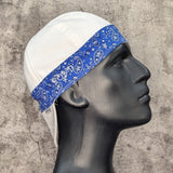 White & Navy Paisley Bandanna 2 Tone Welding Cap