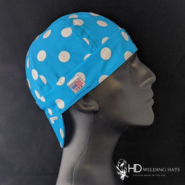 Bright Blue Dots Welding Cap