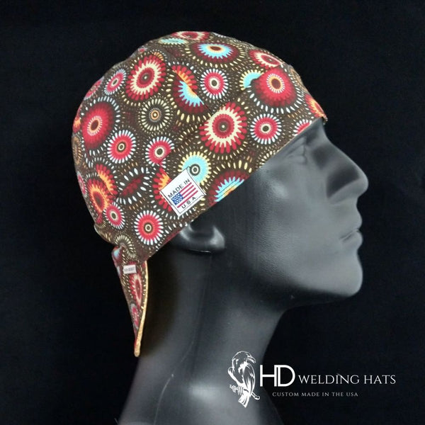 Dark Brown Retro Medallions Welding Cap