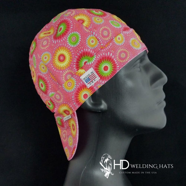 Flaming Retro Medallion Welding Cap