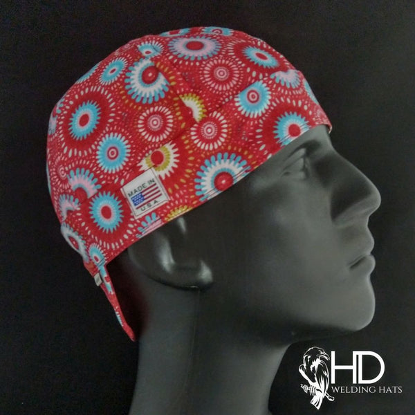 Coral Retro Medallion Welding Cap