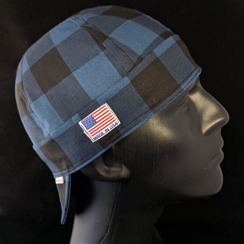 Buffalo Plaid Blue Welding Cap