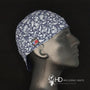 Navy Paisley Bandanna Welding Cap with white paisley print on navy cotton, handmade in the USA by HD Welding Hats with FR denim brim.