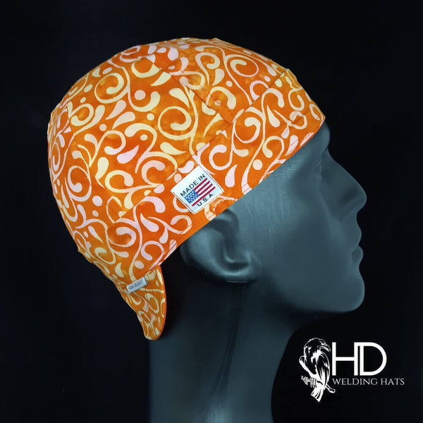 Orange Swirl Batik Welding Hat