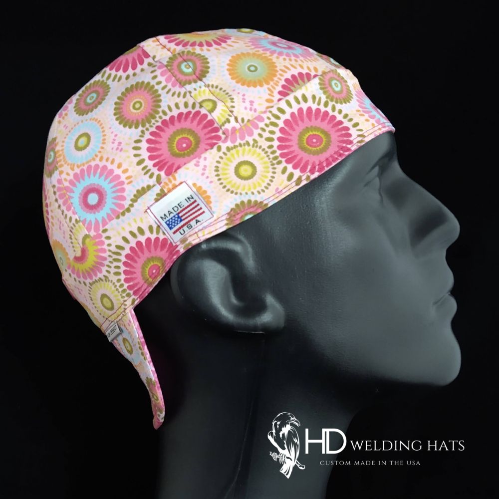 Pink Retro Medallion Welding Cap